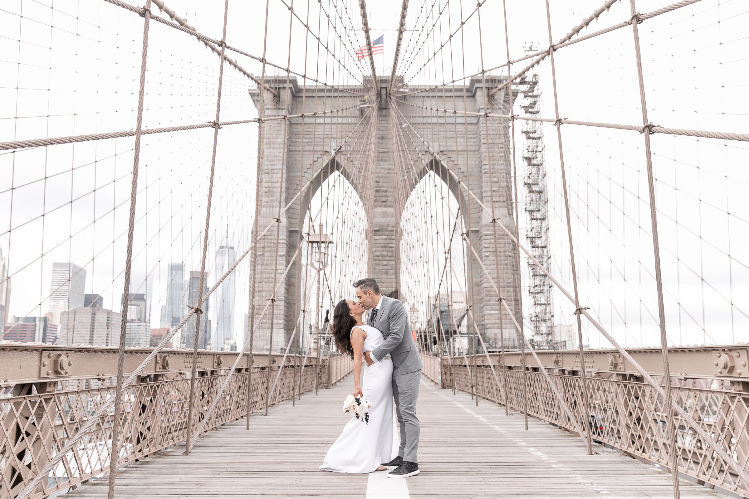 Brooklyn Bridge Wedding Portrait by destination wedding photographer Julie Ferneau