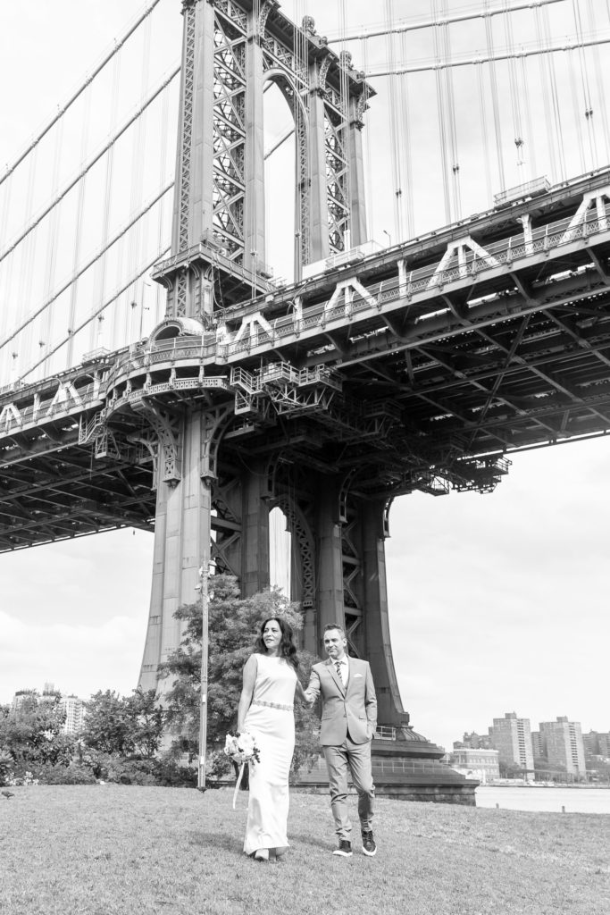 Brooklyn Bridge Park Wedding Portrait by destination wedding photographer Julie Ferneau